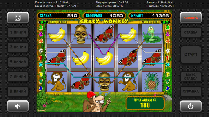 В игровой автомат Крейзи Манки можно сыграть онлайн бесплатно